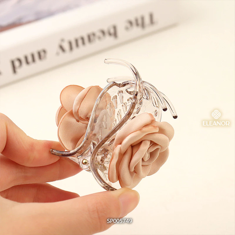 Kẹp tóc nữ Eleanor Accessories đính hoa hồng kẹp càng cua basic phụ kiện tóc 5749