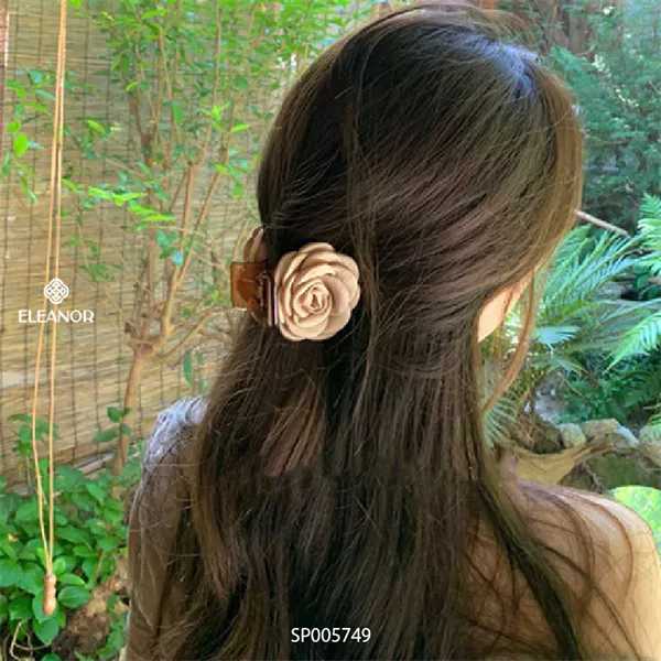 Kẹp tóc nữ Eleanor Accessories đính hoa hồng kẹp càng cua basic phụ kiện tóc 5749