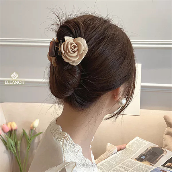 Kẹp tóc nữ Eleanor Accessories đính hoa hồng kẹp càng cua basic phụ kiện tóc 5749