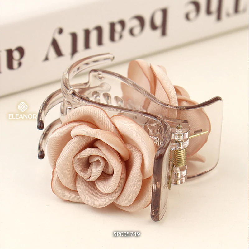Kẹp tóc nữ Eleanor Accessories đính hoa hồng kẹp càng cua basic phụ kiện tóc 5749