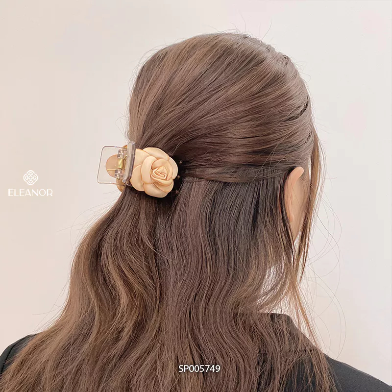 Kẹp tóc nữ Eleanor Accessories đính hoa hồng kẹp càng cua basic phụ kiện tóc 5749