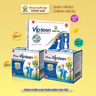 Bộ sản phẩm VIPTEEN giúp Tăng chiều cao toàn diện cho Trẻ: Vipteen + Pre_Vipteen_2 + Pre_Vipteen_3