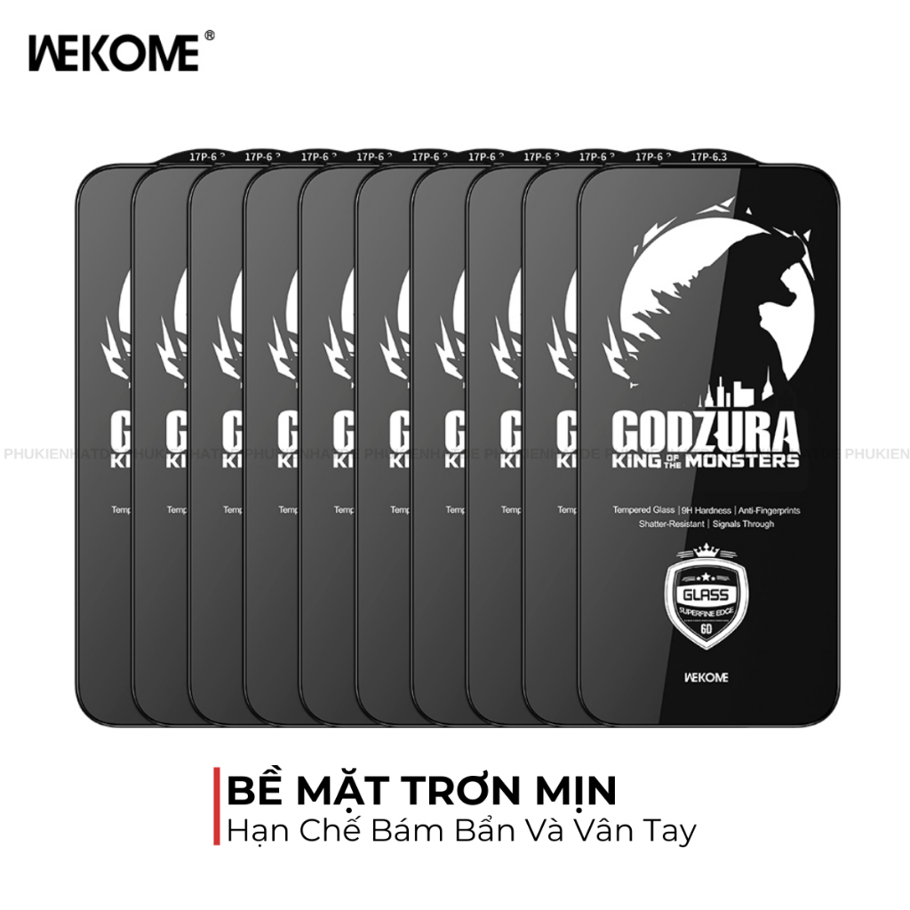 Kính Cường Lực Godzura 6D Chính Hãng Wekome Cho iphone | Hạn Chế Vân Tay | HD/Privacy | Bảo Vệ Toàn Màn Hình