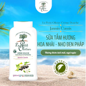 Sữa tắm nước hoa Le Petit Olivier Pháp hương Hoa Nhài & Nho Đen dưỡng ẩm da, lưu hương lâu 500ml