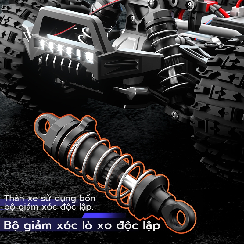 Xe địa hình điều khiển từ xa 4WD với bánh xe lớn, có thể đua trên cả đường trường và địa hình! tốc độ cao 55 km/h