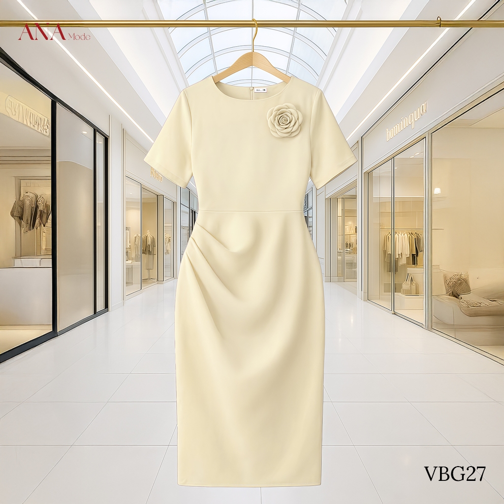Đầm Đính Hoa Trung Niên ANA Mode Chất Liệu Cotton Lạnh Sang Trọng Đi Tiệc Quà Tặng Mẹ DM25VBG27