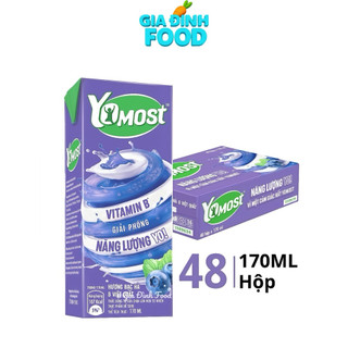 [Thùng 48 hộp] Sữa chua uống Yomost vị Cam/ Dâu/ Việt quất - 170ml/ lốc 4 hộp