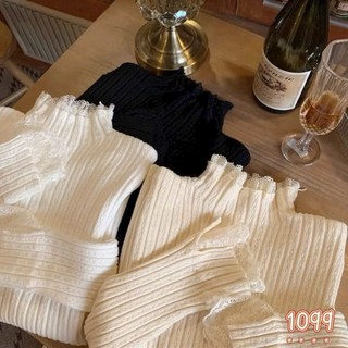 Áo Len Mỏng Giữ Nhiệt Nữ Phối Ren Cổ Tay Tiểu Thư Form Ulzzang Xinh Xắn 247store Aolenphoiren0112