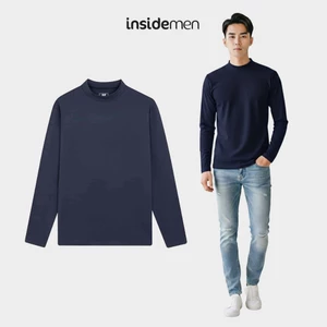 Áo Thun Giữ Nhiệt Nam Xanh Tím Than Insidemen Thoáng Khí Mềm Mịn Co Giãn Body Fit ILT026EDP01