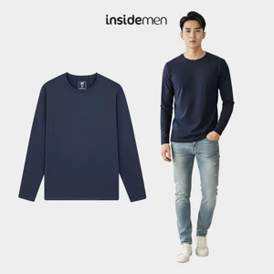 Áo Thun Giữ Nhiệt Nam Xanh Tím Than Insidemen Thoáng Khí Mềm Mịn Co Giãn Body Fit ILT025EDP01