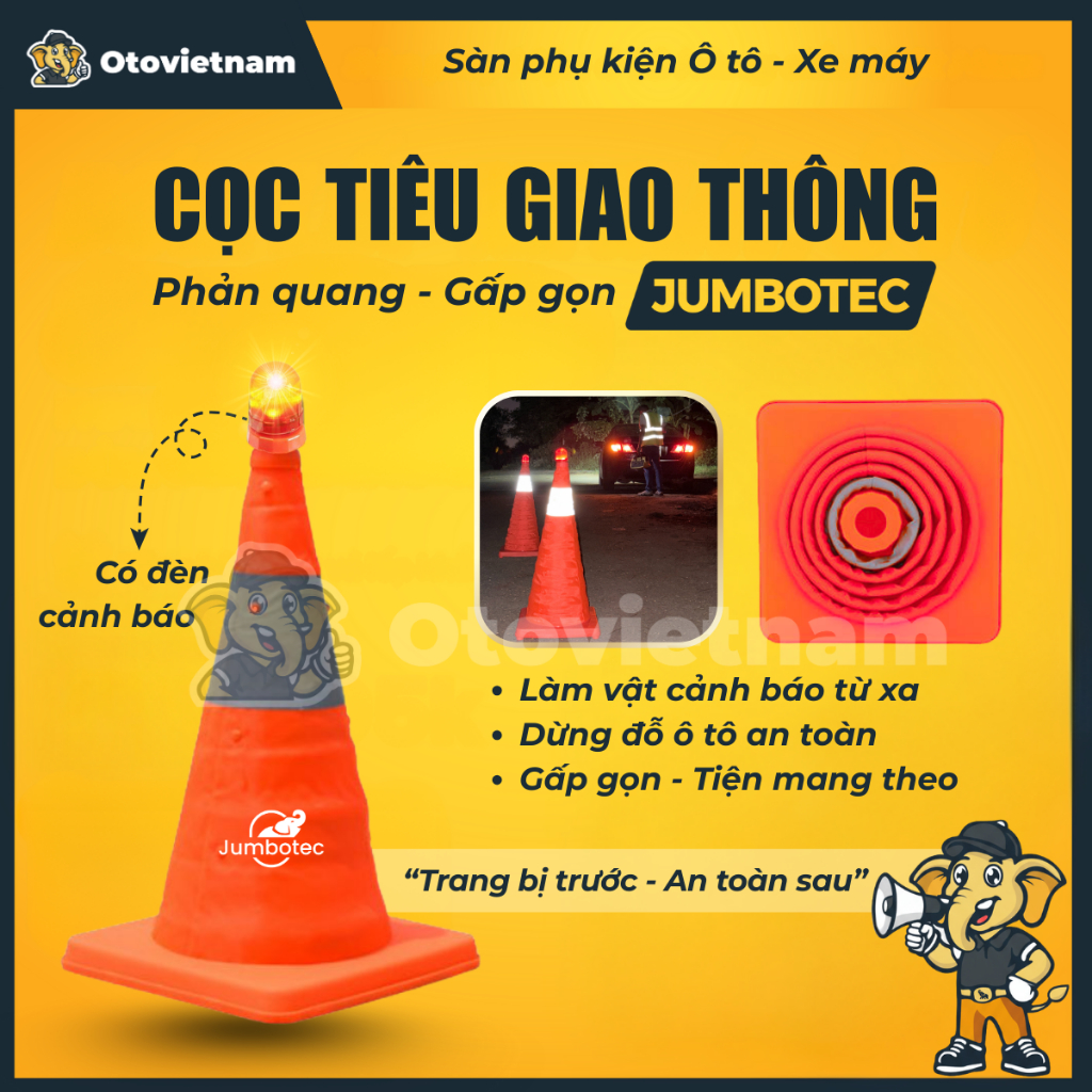 🚧 Cọc Tiêu Giao Thông Phản Quang Gấp Gọn Jumbotec – Cảnh Báo Dừng Xe, Phân Luồng - An Toàn Đường Bộ, Công Trường