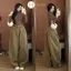 Quần jeans nữ Nâu Hari Ống Cong Dáng Jeans Harem Form Rộng Phong Cách Hàn