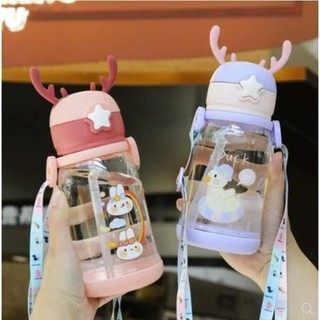 Bình Sừng Hươu Tuần Lộc Cho Bé Dung Tích 600ml, Bình Nước Đi Học Cute Cho Bé Trai Và Bé Gái,Làm Bình Pha Sữa Cho Bé.