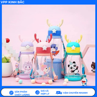 Bình Sừng Hươu Tuần Lộc Cho Bé Dung Tích 600ml, Bình Nước Đi Học Cute Cho Bé Trai Và Bé Gái,Làm Bình Pha Sữa Cho Bé.