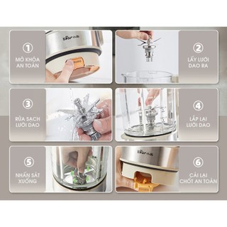 Máy làm sữa mini 1.75L đa năng Bear HB-4H12V (PBJ-D12V6),1000W, Vệ sinh khử trùng nhiệt, Xay sinh tố