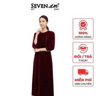 Đầm suông eo đính hoa 3D ngực trang trí thời trang nữ Seven.AM H622008E