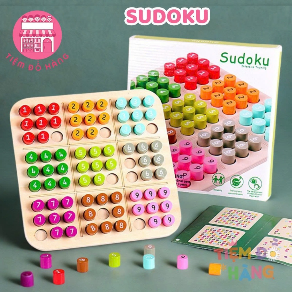 Đồ Chơi Bảng Trò Chơi Sudoku Bằng Gỗ Nhiều Màu Sắc Cho Bé, Đồ Chơi Phát Triển Trí Tuệ