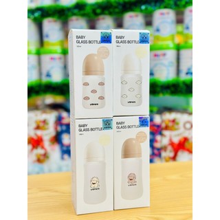 Bình Sữa Thủy Tinh UBMOM Hoạ Tiết Cún Con Dễ ThươngChất liệu Bọc Silicon An Toàn, Cao Cấp