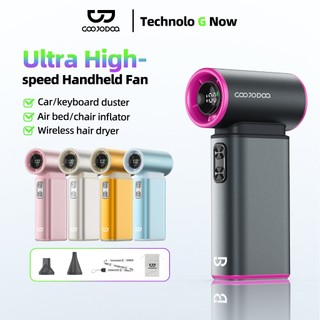 Quạt cầm tay mini GOOJODOQ 6000mah Quạt Turbo tốc độ cực cao có màn hình LED Hai vòi phun gió