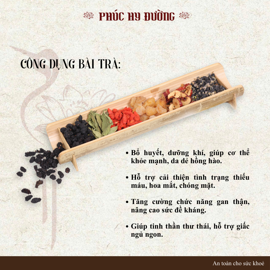 Hòa Khí Trà Phúc Hy Đường - Trà bổ huyết, dưỡng khí, an thần, cân bằng bên trong,  rạng rỡ bên ngoài
