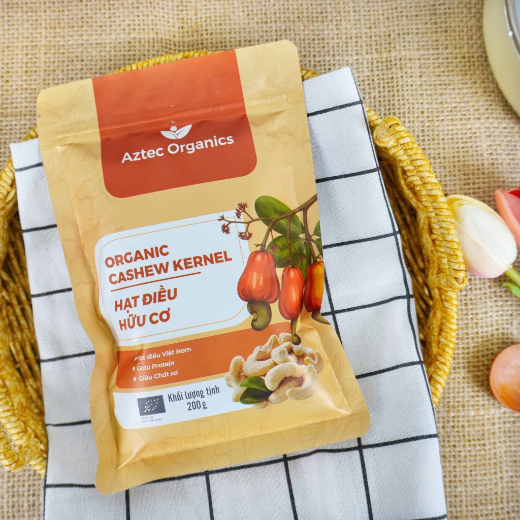 [7.2027] Hạt Điều Hữu Cơ Chưa Rang Aztec Organic Raw Cashew Kernel 200gr