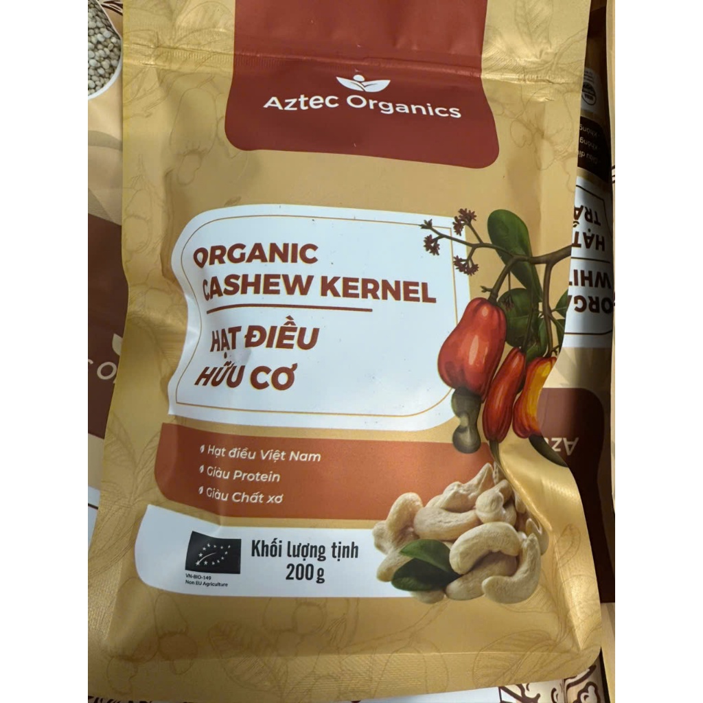 [7.2027] Hạt Điều Hữu Cơ Chưa Rang Aztec Organic Raw Cashew Kernel 200gr