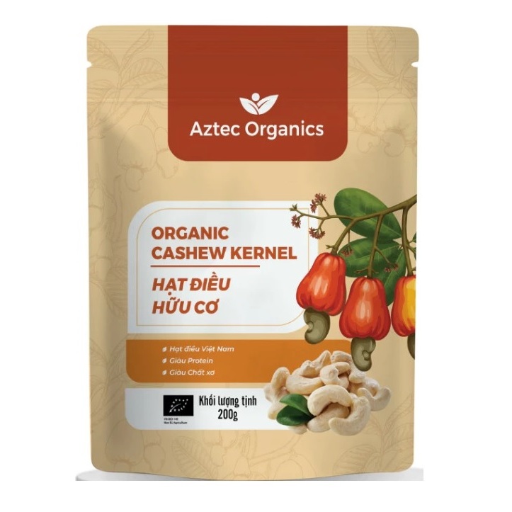 [7.2027] Hạt Điều Hữu Cơ Chưa Rang Aztec Organic Raw Cashew Kernel 200gr