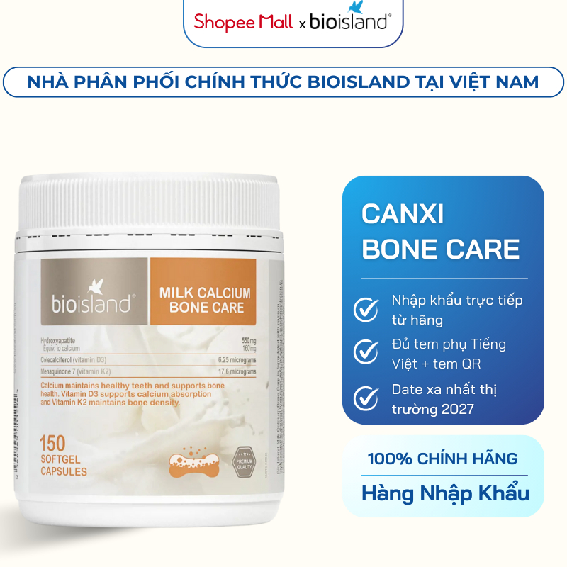 Viên Nang Canxi Sữa Hữu Cơ Bioisland Canxi Cho Mẹ Bầu Và Sau Sinh, Trẻ Dậy Thì, Người Trưởng Thành Và Người Cao Tuổi