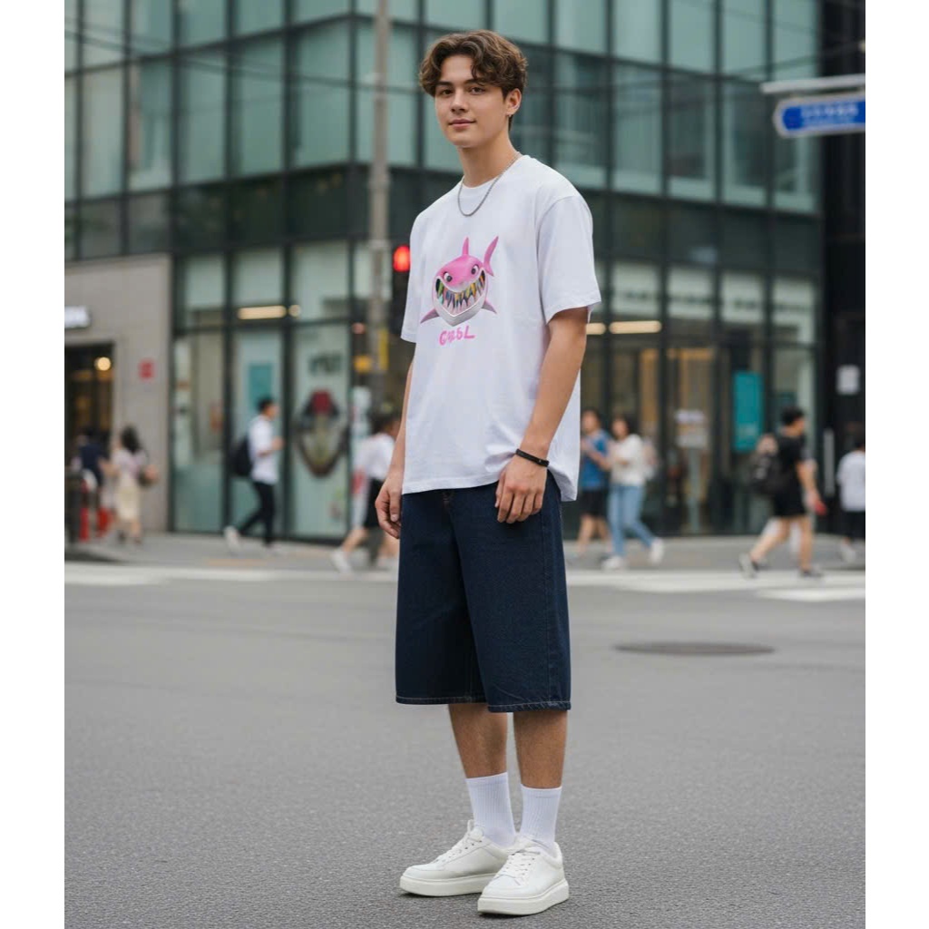 Áo thun Stee Cổ tròn PINK SHARK Localbrand ICVCVNI Unisex