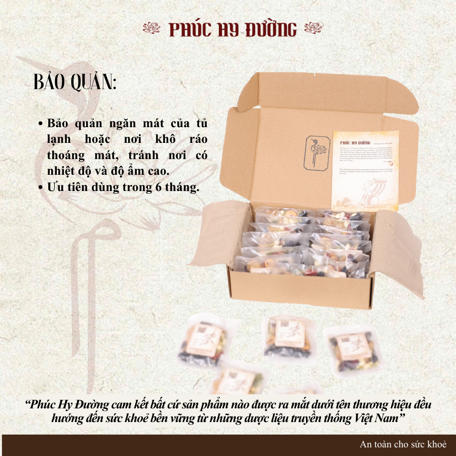 Trà Dưỡng Tóc Phúc Hy Đường - Giảm rụng, đen tóc, nuôi dưỡng tóc khỏe từ gốc