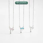 Dây chuyền bạc nữ TLEE vòng cổ nơ đính đá trái tim đa sắc treo hạt đá nhẩy nữ tính TLEE JEWELRY D0449 — ảnh 4