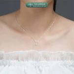 Dây chuyền bạc nữ TLEE vòng cổ nơ đính đá trái tim đa sắc treo hạt đá nhẩy nữ tính TLEE JEWELRY D0449 — ảnh 8