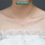 Dây chuyền bạc nữ TLEE vòng cổ nơ đính đá trái tim đa sắc treo hạt đá nhẩy nữ tính TLEE JEWELRY D0449 — ảnh 5