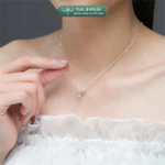 Dây chuyền bạc nữ TLEE vòng cổ nơ đính đá trái tim đa sắc treo hạt đá nhẩy nữ tính TLEE JEWELRY D0449 — ảnh 7