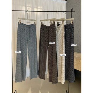 𝐏𝐡𝐢𝐞𝐧 | (SẴN) W8248 Quần Len Ống Suông Rộng Hoạ Tiết Kẻ Ngang Cạp Cao