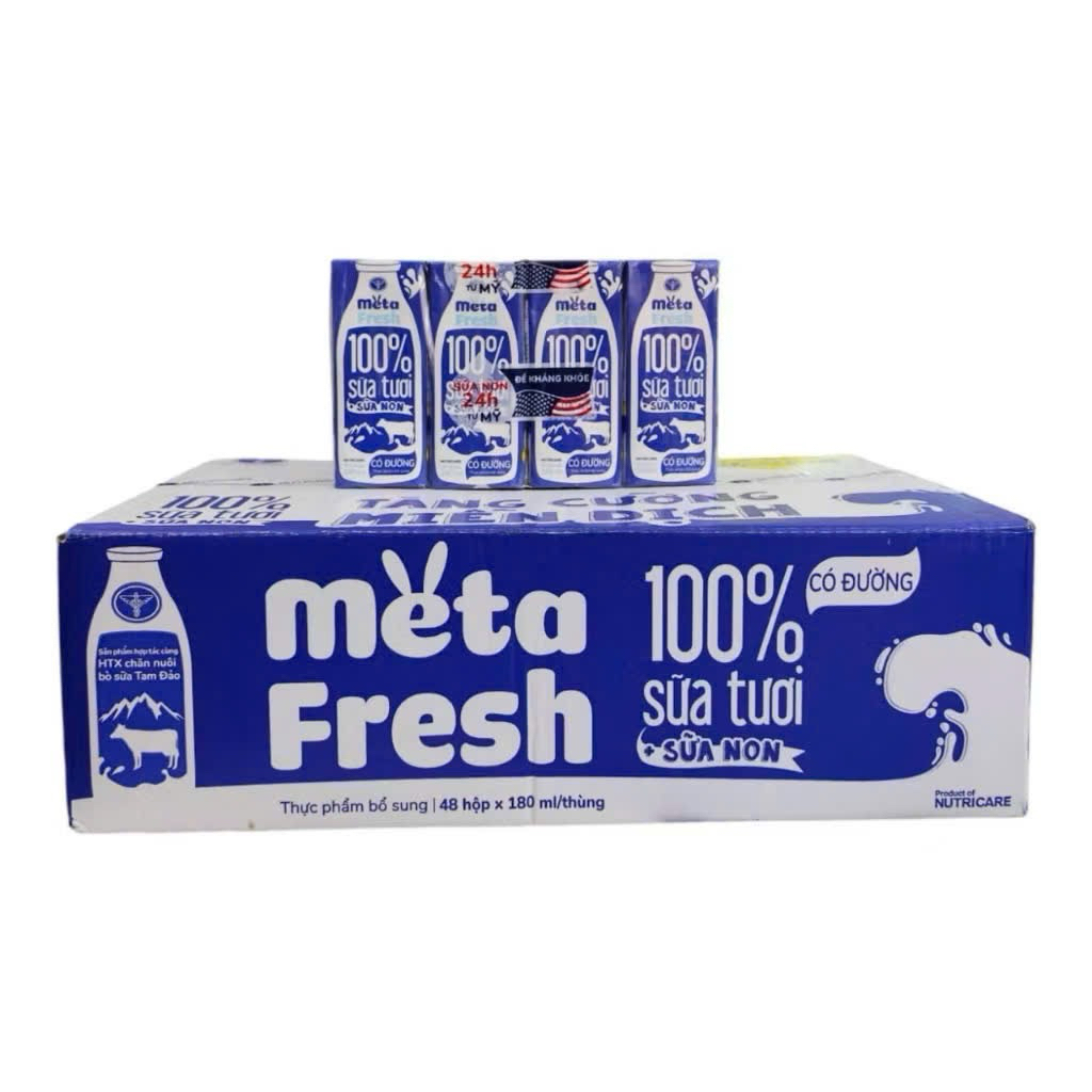 Sữa Tươi Bổ Sung Sữa Non Meta Fresh Có Đường 180 ml thùng 48hộp ...