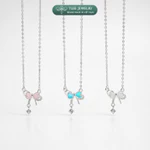 Dây chuyền bạc nữ TLEE vòng cổ nơ đính đá trái tim đa sắc treo hạt đá nhẩy nữ tính TLEE JEWELRY D0449 — ảnh 3