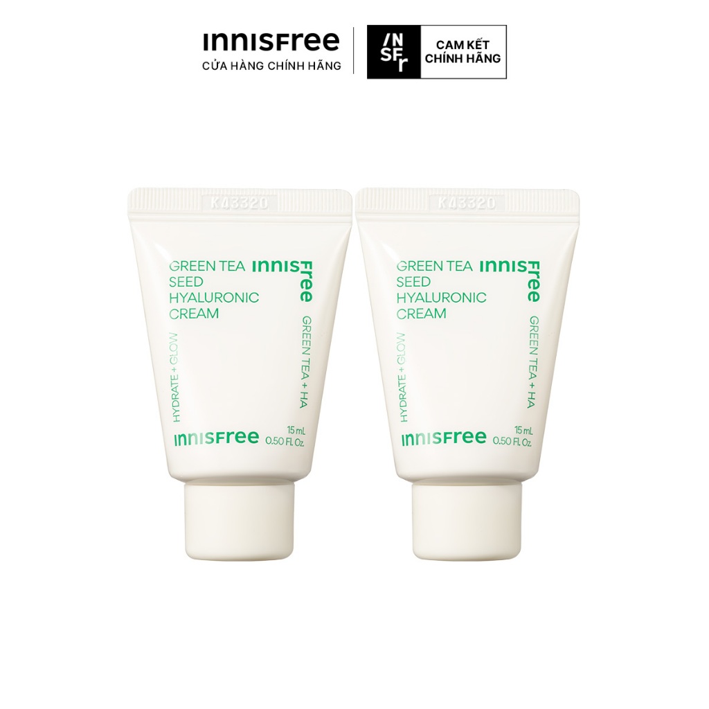 (Quà tặng không bán) 02 Kem dưỡng ẩm trà xanh innisfree Green Tea Seed Hyaluronic Cream 15mlx2