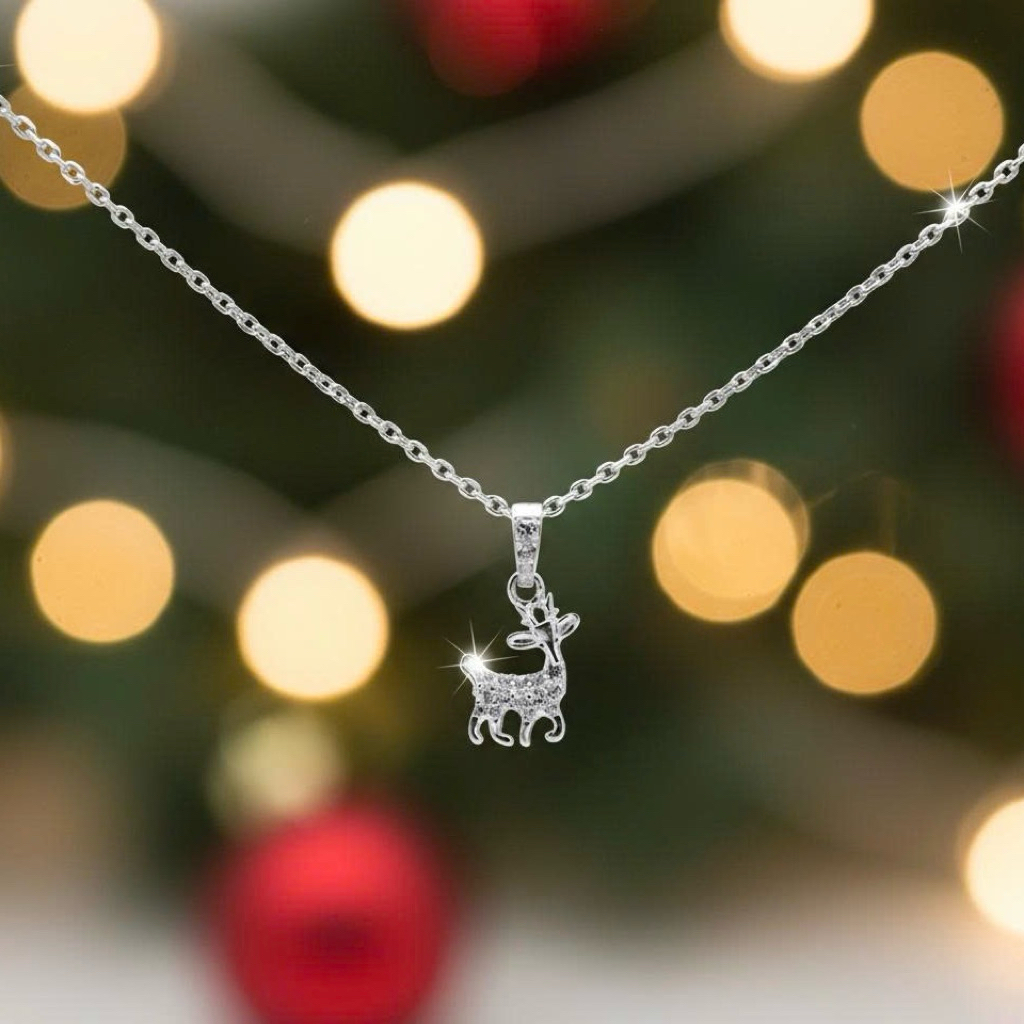 Mặt dây chuyền bạc 925 tuần lộc Giáng Sinh Noel