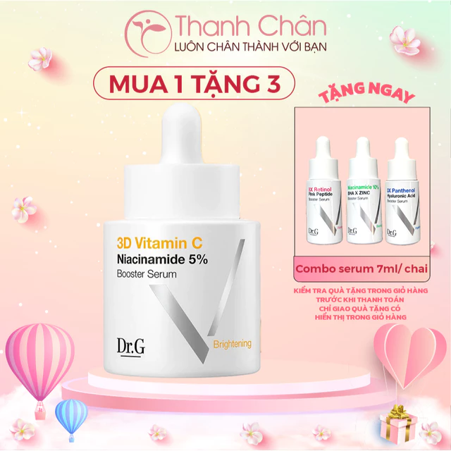 Tinh chất Dr.G 3D Vitamin C Niacinamide 5% Booster Serum 30ml (Tặng 3 serum mini 7ml)