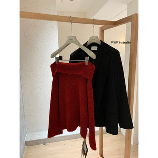 𝐏𝐡𝐢𝐞𝐧 | (Sẵn) W8238 Áo Len Xù Trễ Vai Form Rộng 3 Màu Trơn