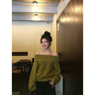 𝐏𝐡𝐢𝐞𝐧 | (Sẵn) W8238 Áo Len Xù Trễ Vai Form Rộng 3 Màu Trơn