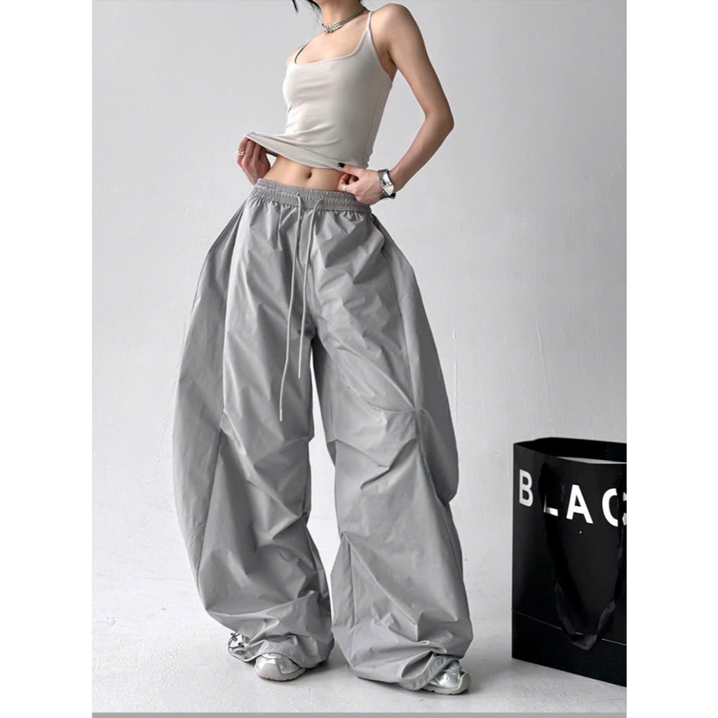 Quần Ống Rộng Vải Dù Đẹp Che Khuyết Điểm Form Dáng Parachute Thời Trang Hot Nhất Hiện Nay