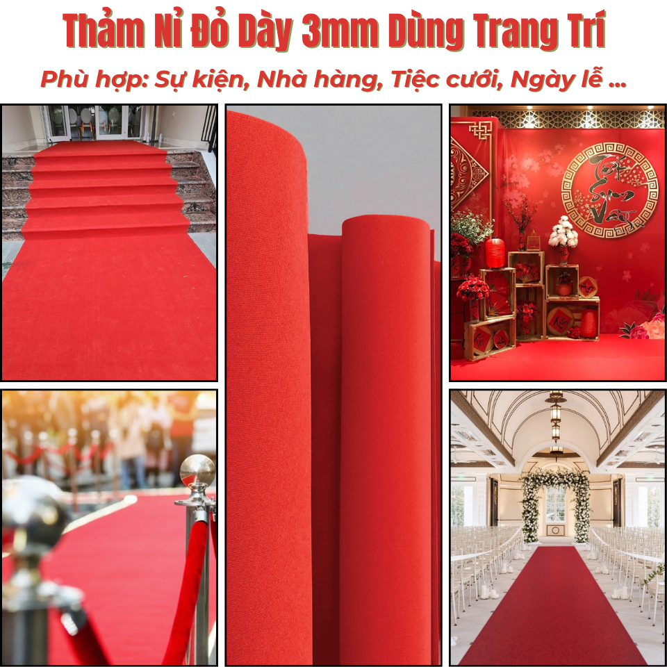 Thảm Nỉ Vân Sọc Dày 3mm Dùng Trang Trí Sự Kiện, Tiệc Cưới, Sân Khấu, Hội Trường,Triển Lãm, Nhà Hàng