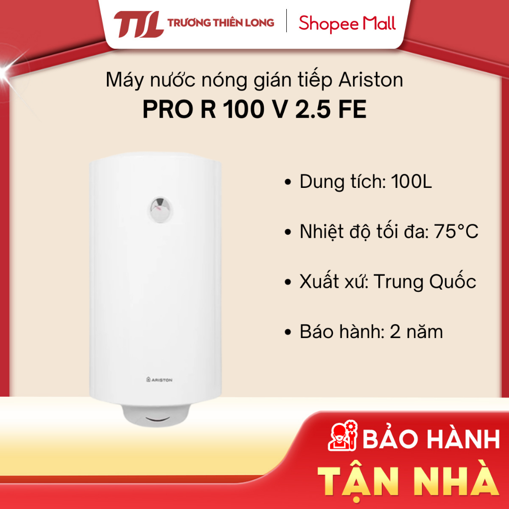 PRO R 100 V 2.5 FE - Bình Nước Nóng Gián Tiếp Ariston 100 Lít 2500W ...