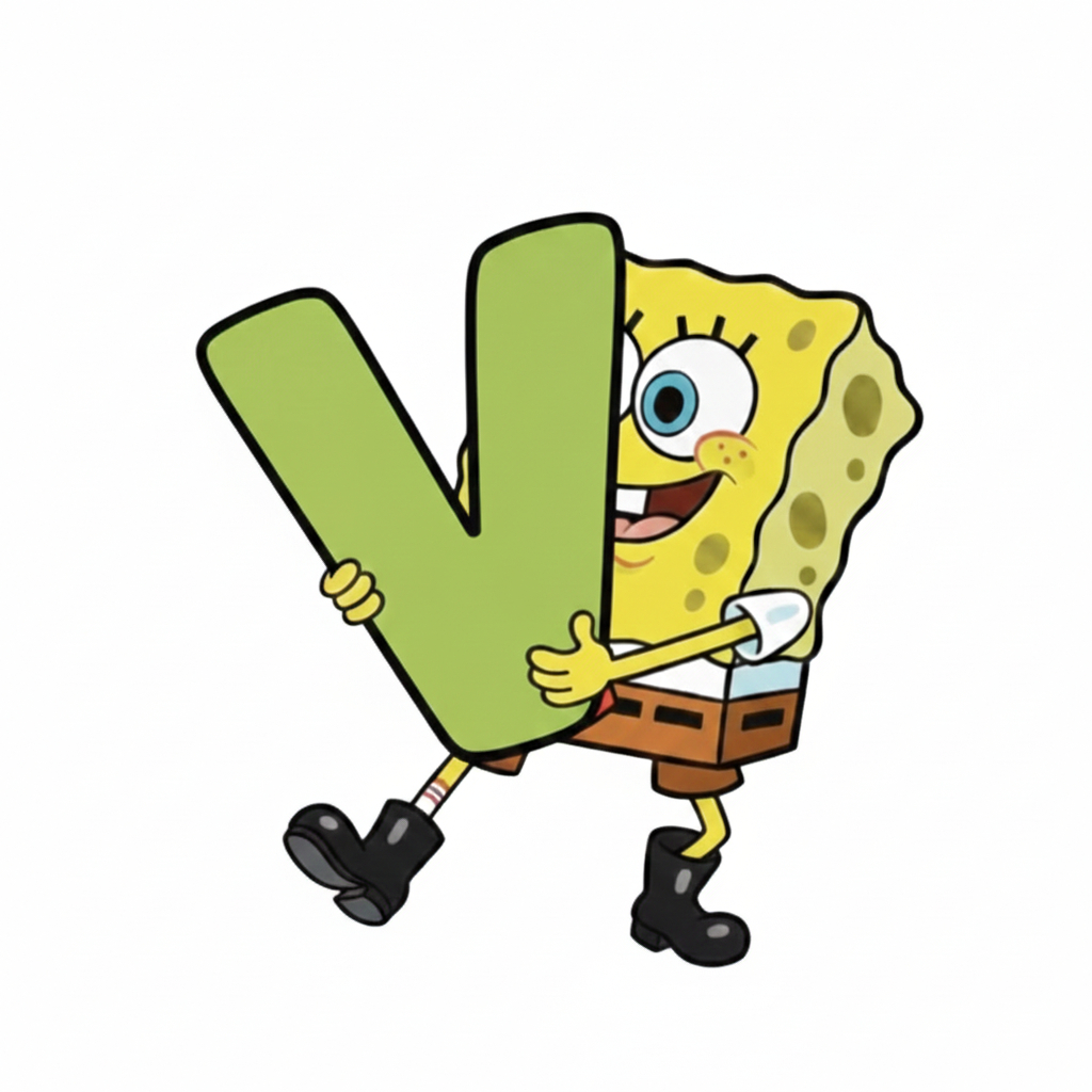Móc khoá nhân vật hoạt hình SpongeBob SquarePants (Bọt Biển SquarePants) đang ôm lấy chữ cái