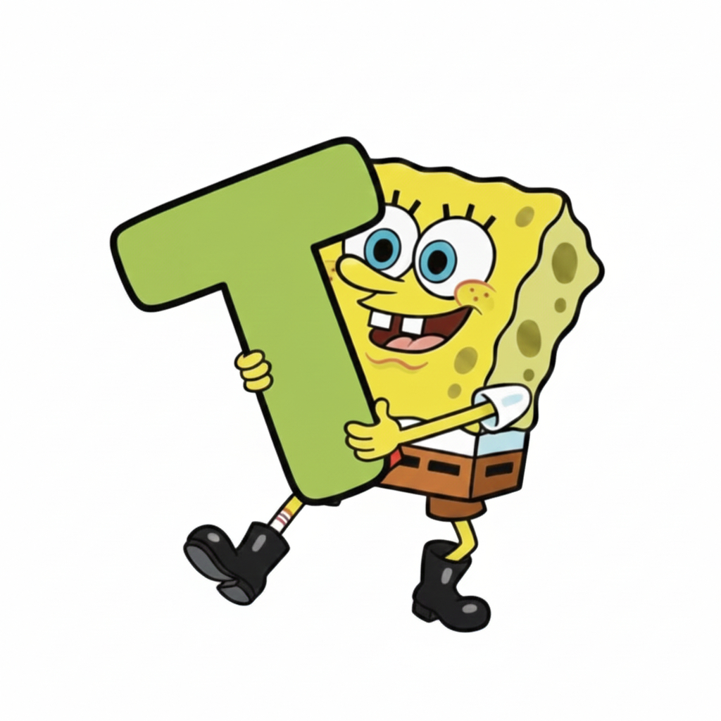 Móc khoá nhân vật hoạt hình SpongeBob SquarePants (Bọt Biển SquarePants) đang ôm lấy chữ cái