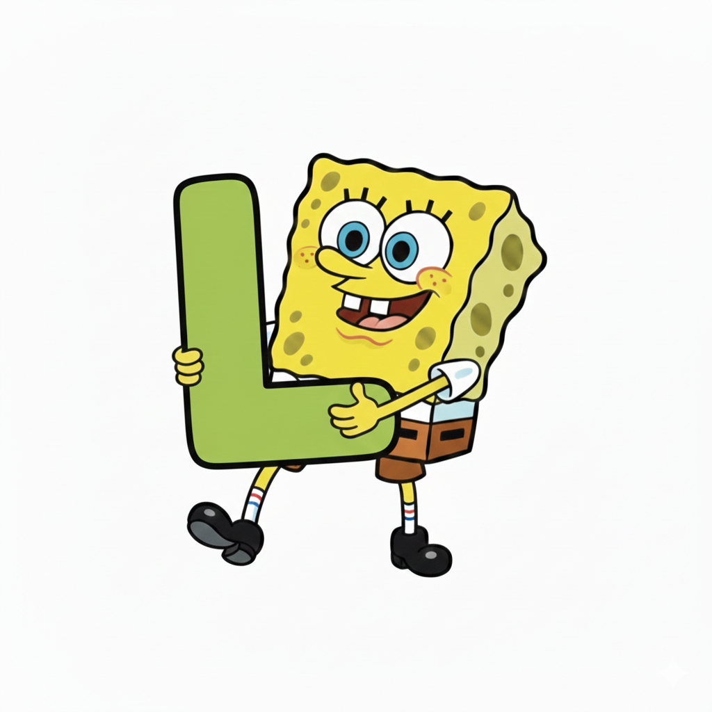 Móc khoá nhân vật hoạt hình SpongeBob SquarePants (Bọt Biển SquarePants) đang ôm lấy chữ cái