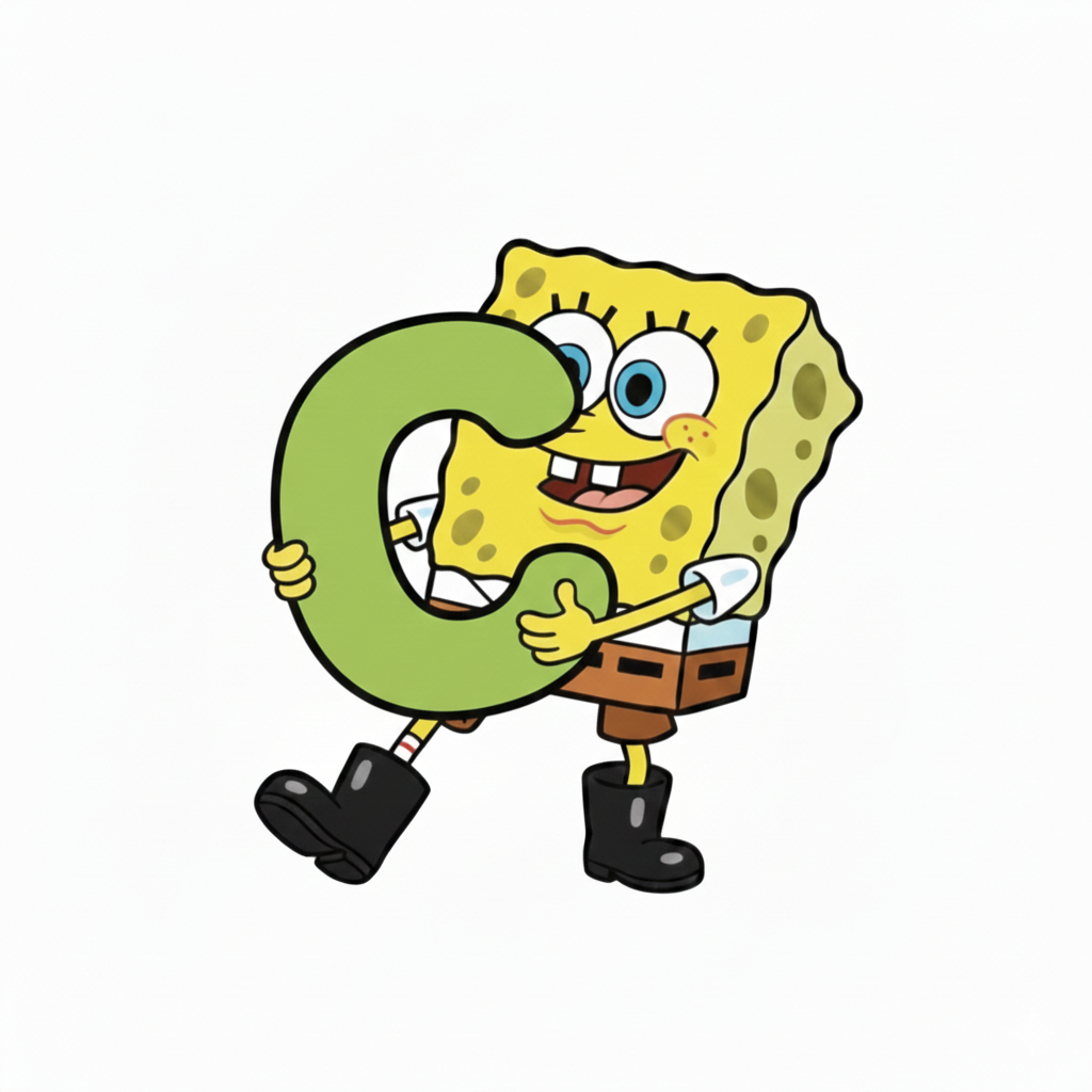 Móc khoá nhân vật hoạt hình SpongeBob SquarePants (Bọt Biển SquarePants) đang ôm lấy chữ cái