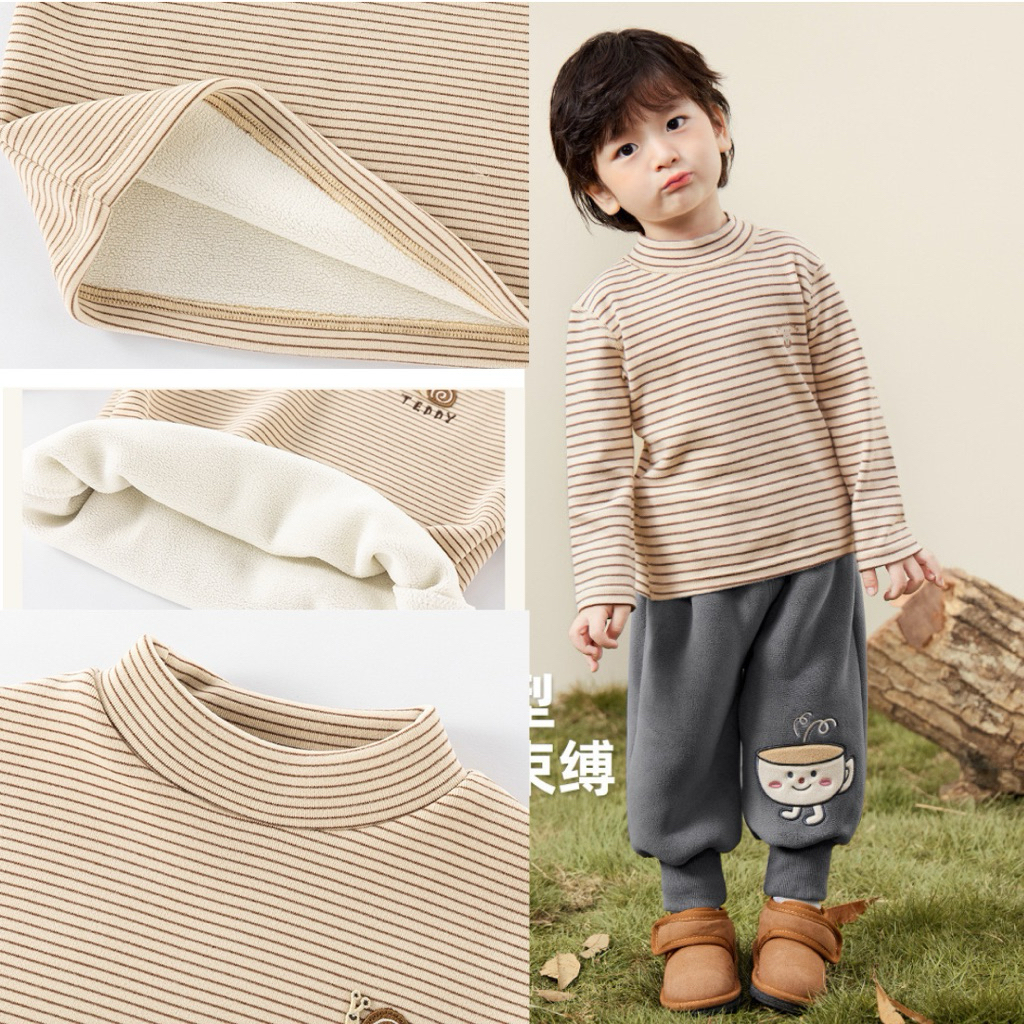 Áo giữ nhiệt LÓT LÔNG trẻ em áo thun cao cổ dầy ấm cho bé 10-35kg